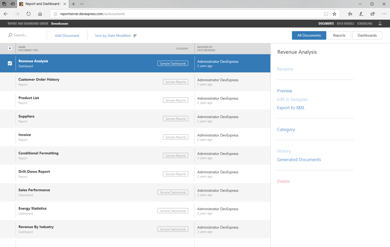 DevExpress Report Dashboard Server Job Schedule