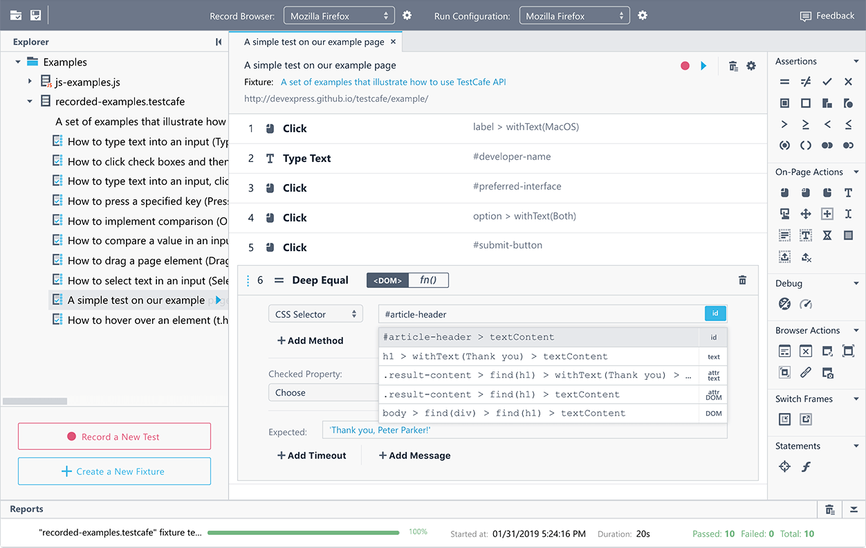 DevExpress Testcafe Test Recorder