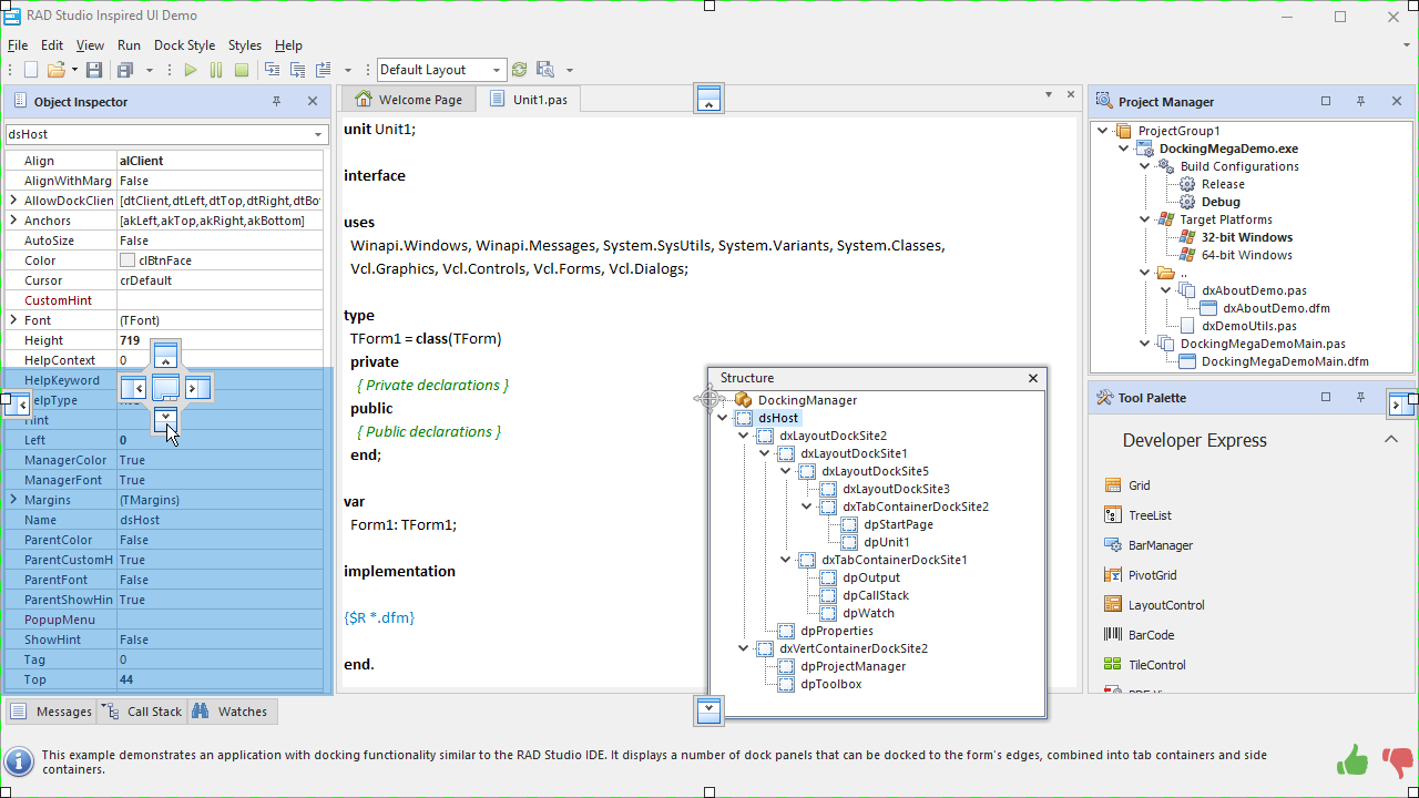 DevExpress VCL Dock Windows