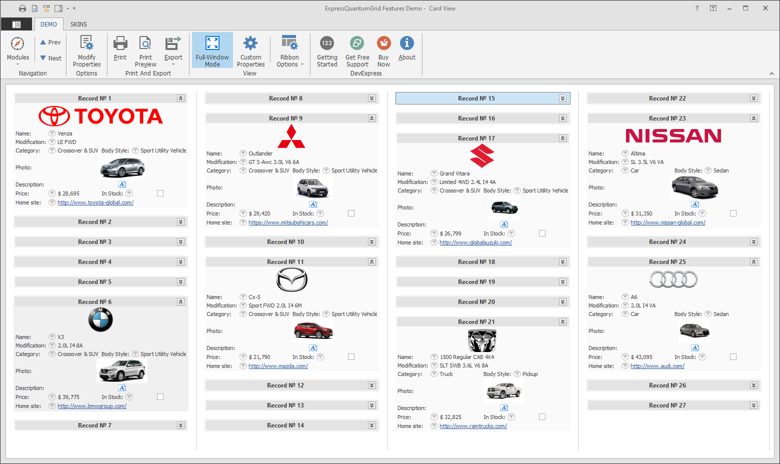 DevExpress VCL Grid Card View