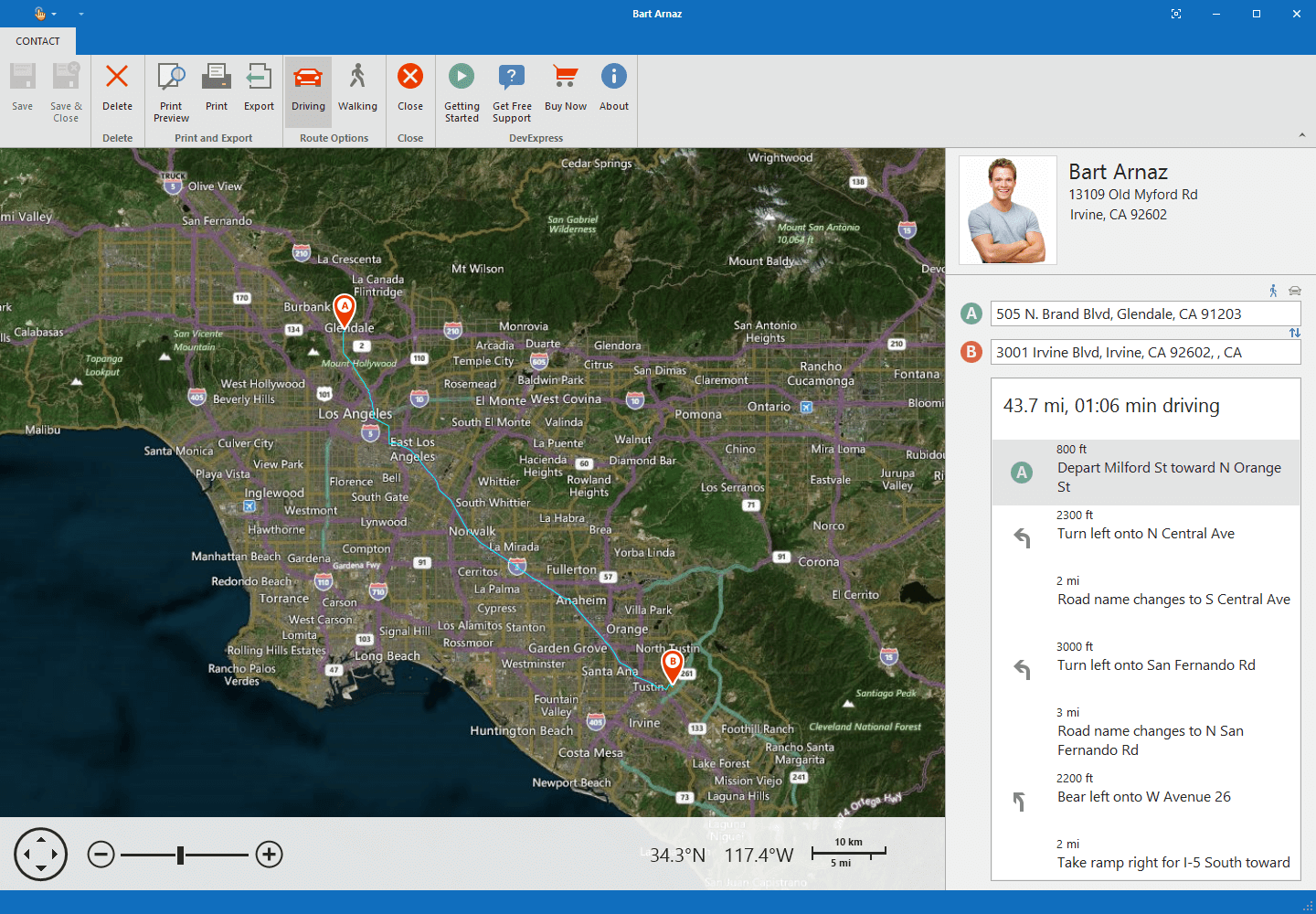 DevExpress WinForms Map Control Office App